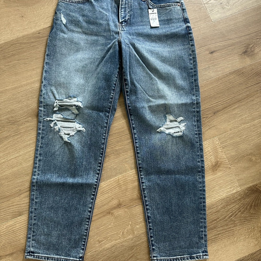 Express Blue Distressed Boyfriend Jeans